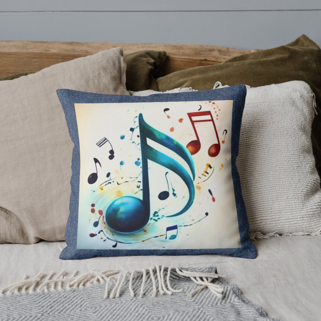 Musical Note Inspired Denim Cushion Covers