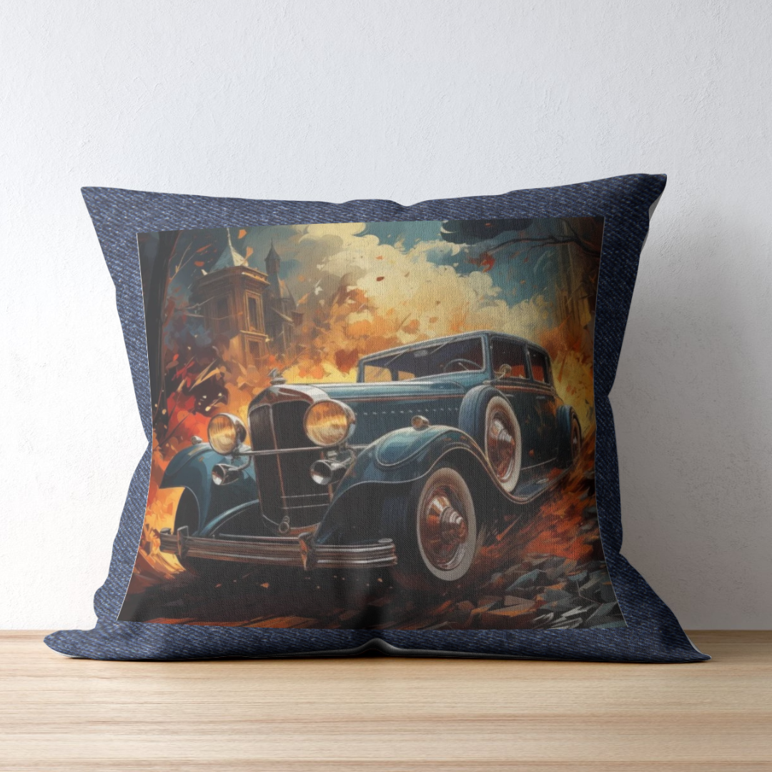 Classic Car inspired Denim Cushion Cover