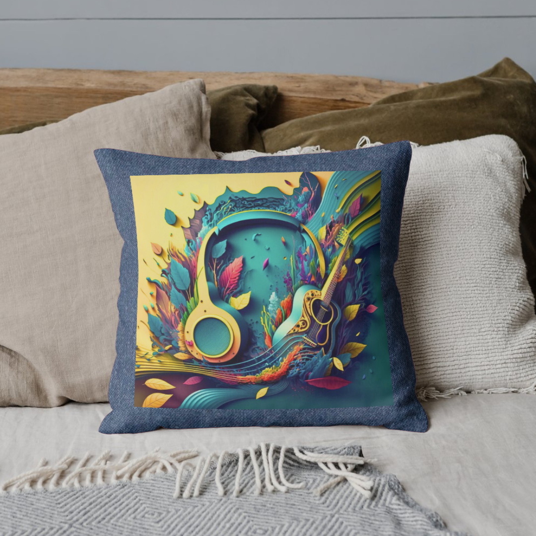 Music inspired Denim Cushion Cover