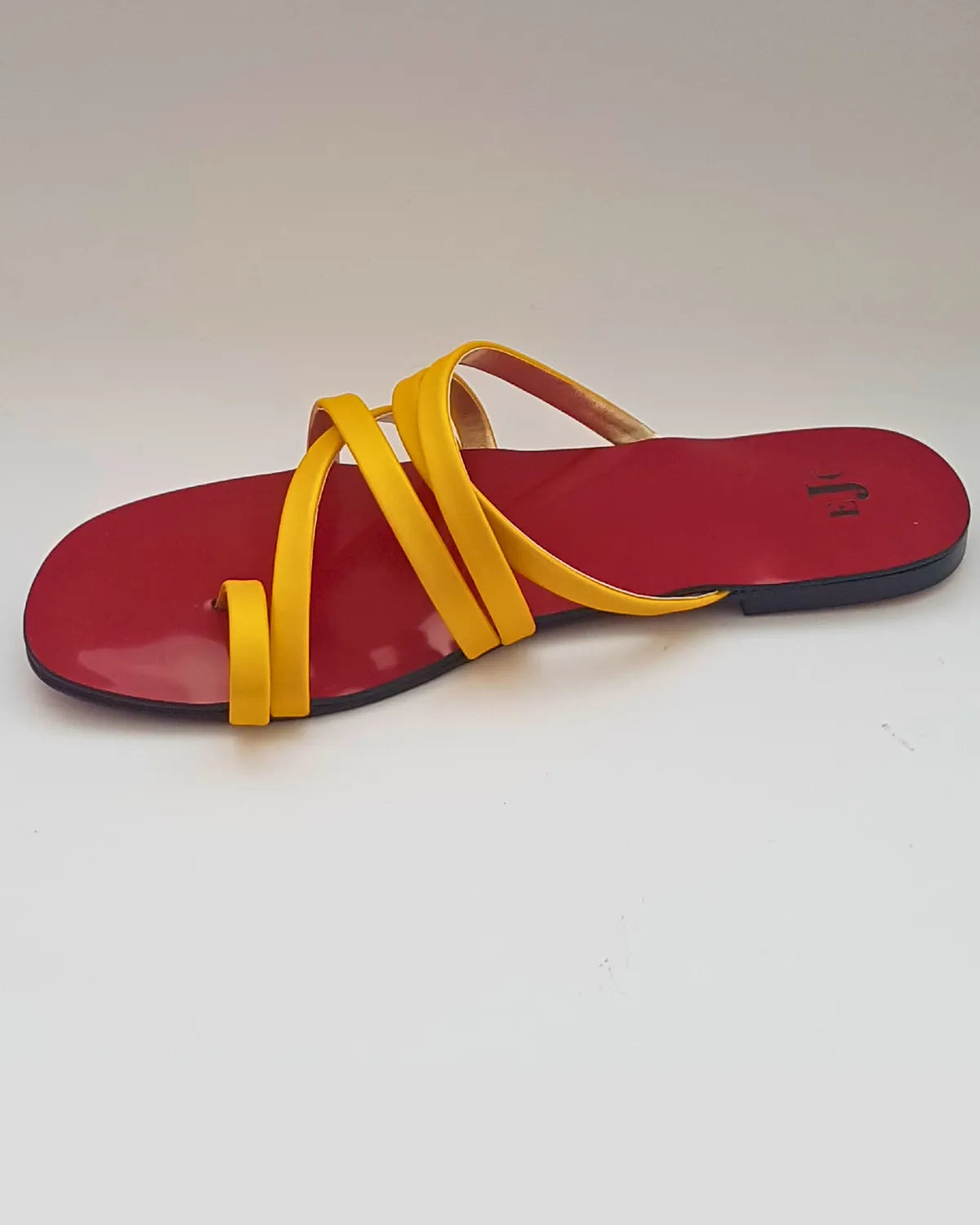 Red & Yellow multi-stripe open toed slippers