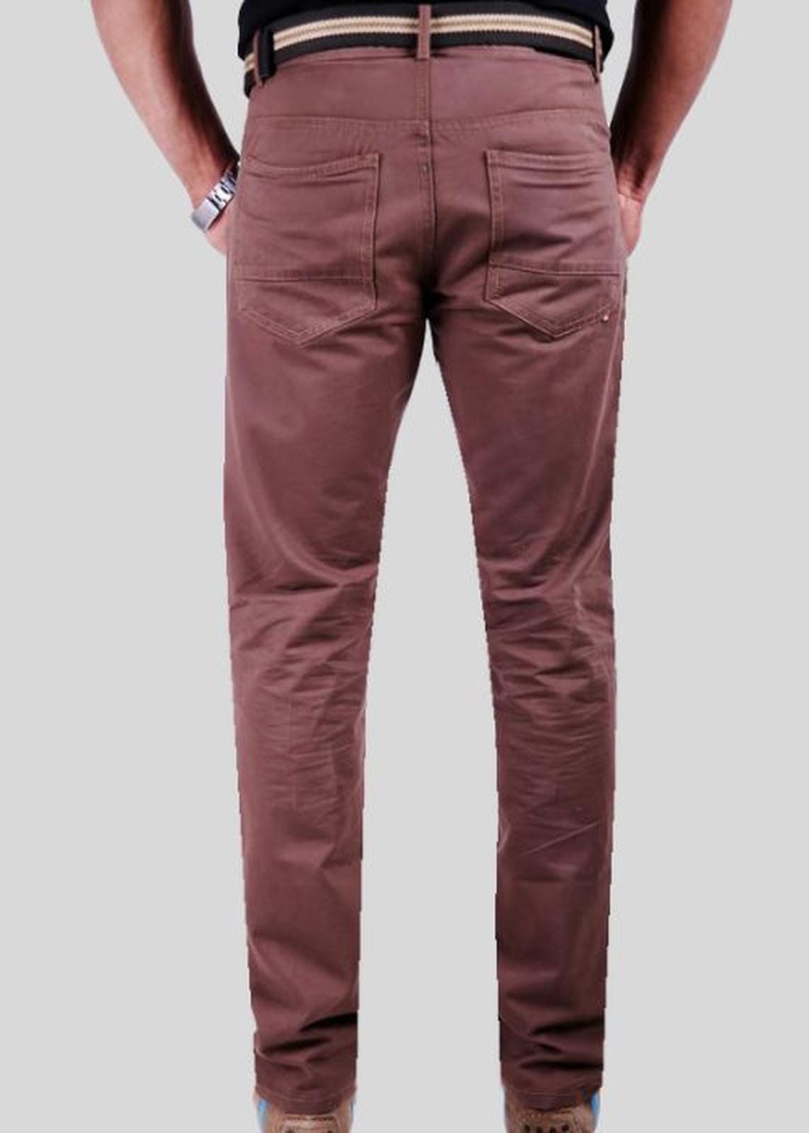 Brown Low Rise Slim Fit Twill Jeans Men’s Cotton Denim