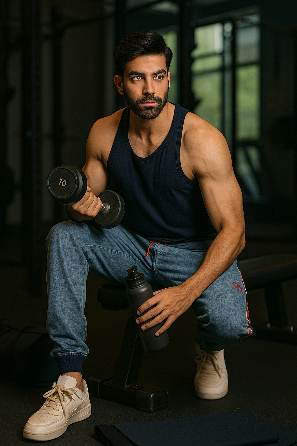 Knit Denim Track Pants