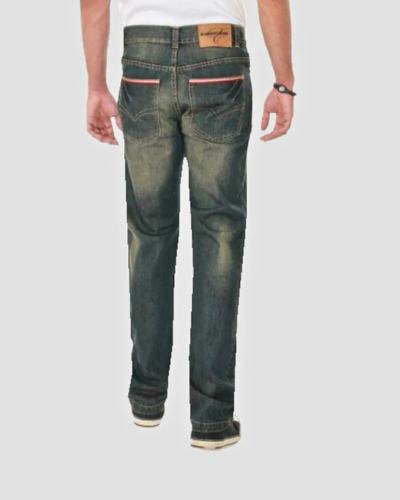 Men’s Vintage Wash Straight Cut Denim Jeans Men’s Vintage Wash Straight Cut Denim Jeans by Element Jeans Co. 12 oz slub denim straight Cut Vintage wash jeans with olive overdye