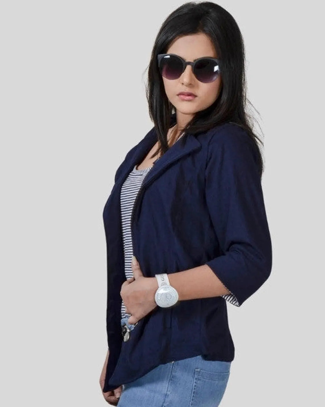Navy Knitted Sailor Style Jacket
