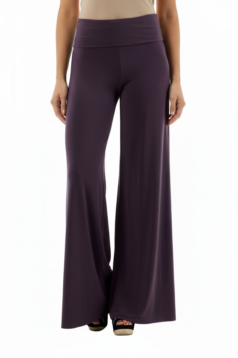 Purple wide-leg pants on a white background