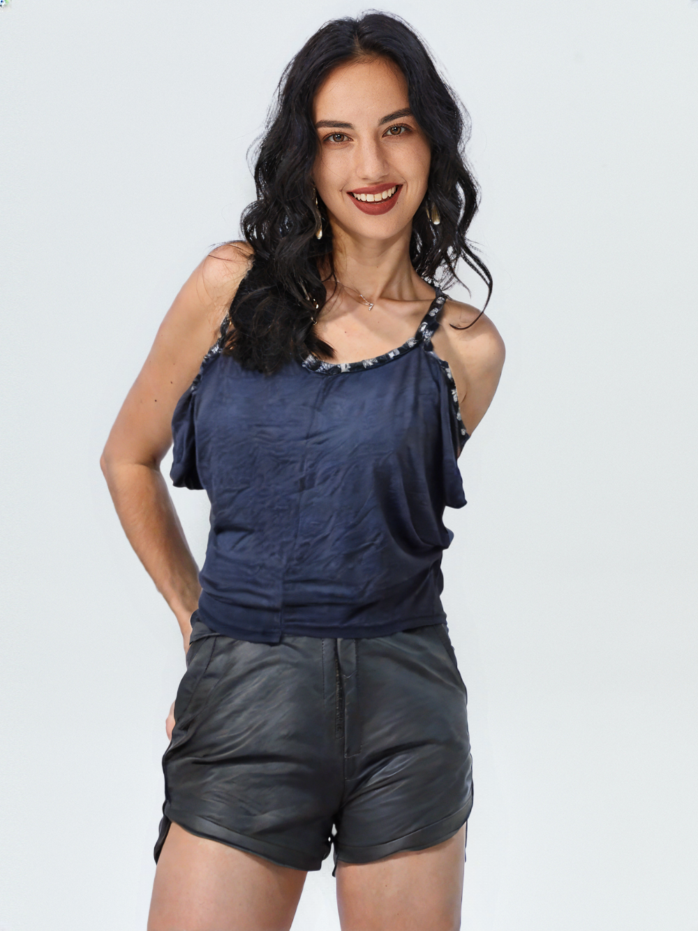 Charcoal Grey halter strap singlet