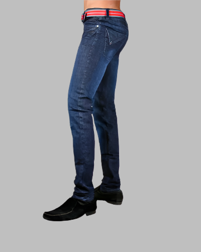 Men’s Skinny Fit Stretch Denim Jeans use stretch denim fabric and Tri-Color trims on Coin Pocket with embroidered logo accent on the pocket facing & one back pocket. These jeans are dark wash to give an even fading giving it a retro look. Men's Skinny Fit Stretch Denim Jeans are a trendy and comfortable option for those who want a pair of jeans that are both stylish and versatile.