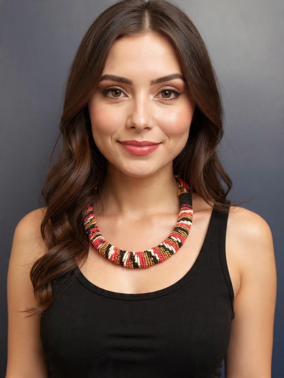 Hand made beaded neck ornament - Red