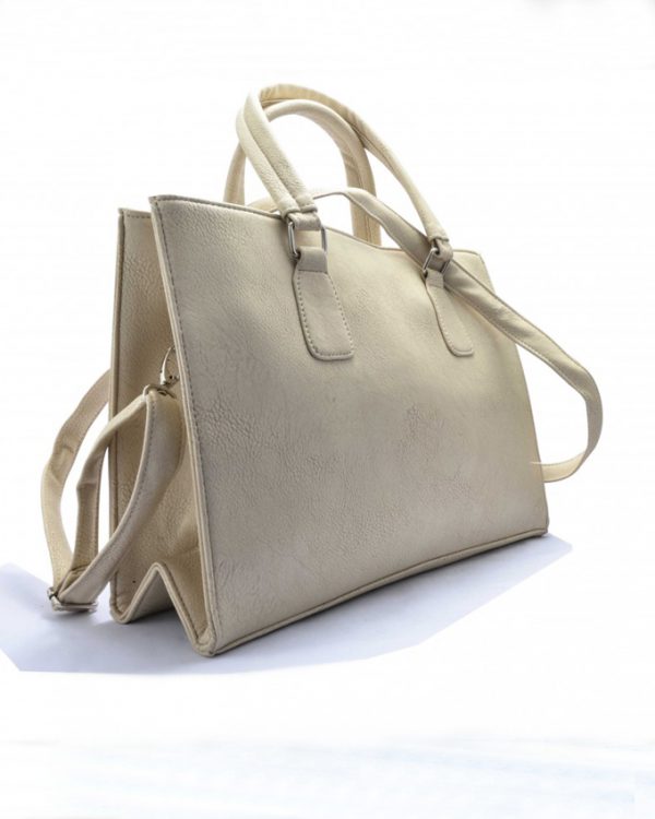 Beige Faux Leather Handbag