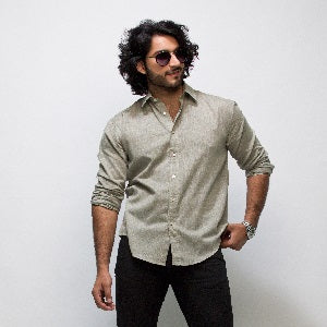 Light Olive Long Sleeve Linen Shirt