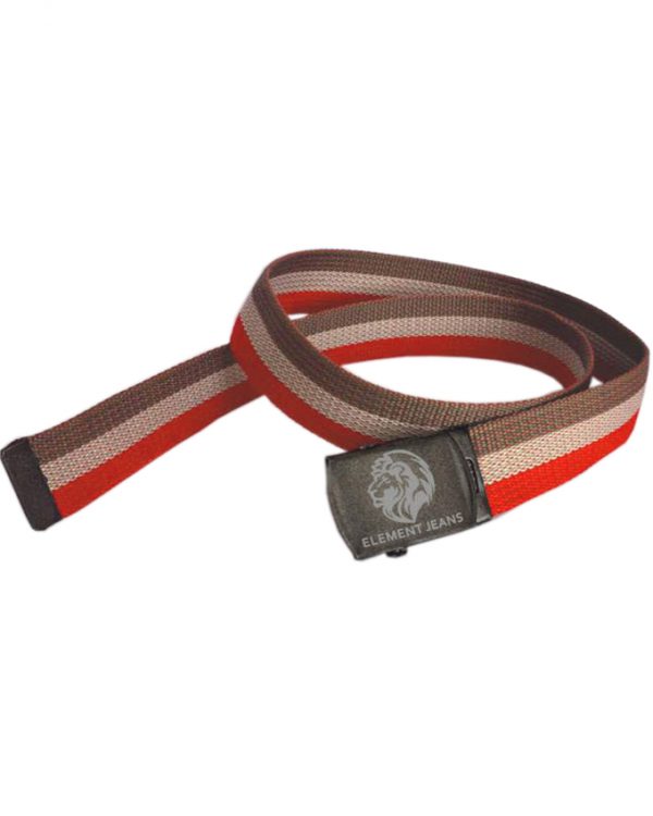 TRI COLOR CANVAS BELT WITH EMBOSSED LION HEAD BUCKLE