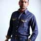 Men’s Denim Shirt with Sued Trim