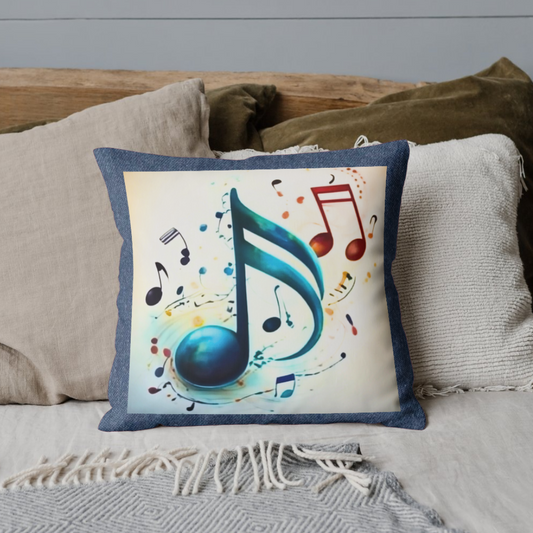 Musical Note Inspired Denim Cushion Covers
