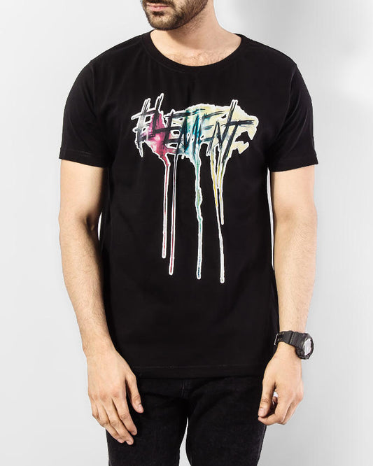 Black Graphic Tee with Graffiti Print