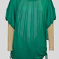 Crystal Hotfix Rhinestone-Embellished Green Top with Waist Drawstring