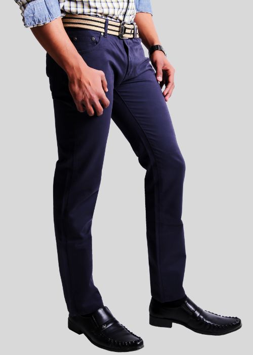 Navy Blue Low Rise Slim Fit Twill Jeans