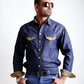 Men’s Denim Shirt with Sued Trim