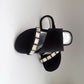 Black Velvet Flat Shoes With Stone Embellishment