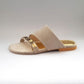 Beige Velvet Flat Shoes With Stone Embellishment