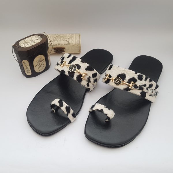 Animal Printed Velvet Flip Flops