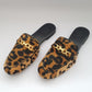 Animal Printed Velvet Mule Shoes With Elegant Buckle