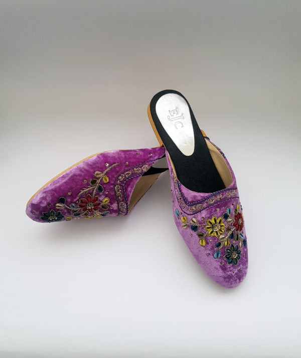 Purple Velvet Mule shoes