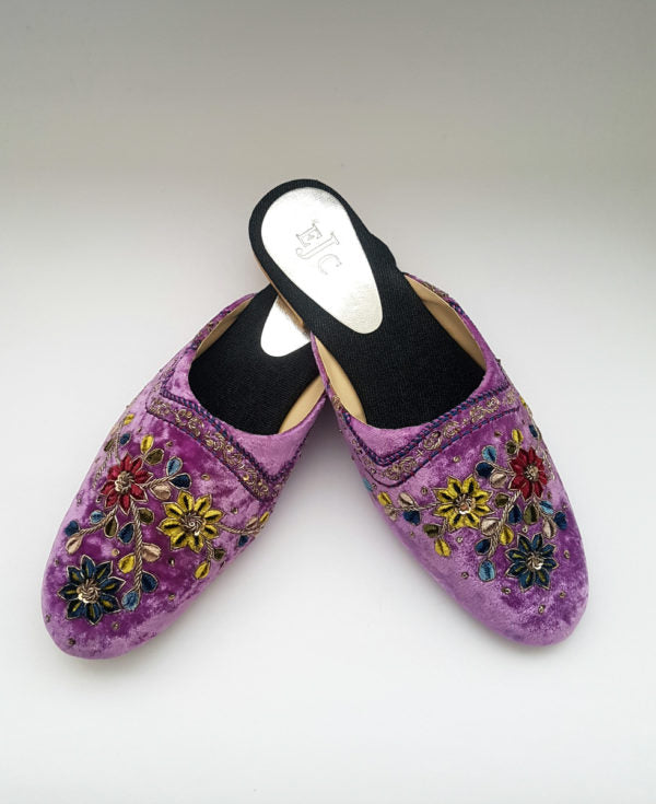 Purple Velvet Mule shoes