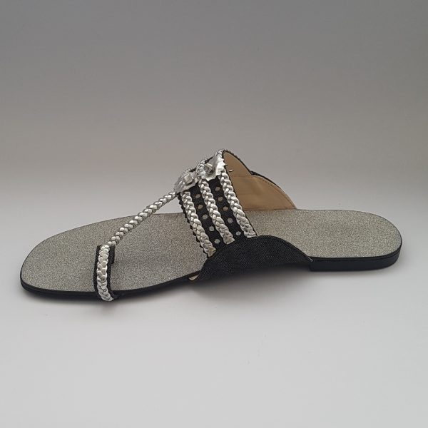 Black & Silver Kolapuri Glittering insole