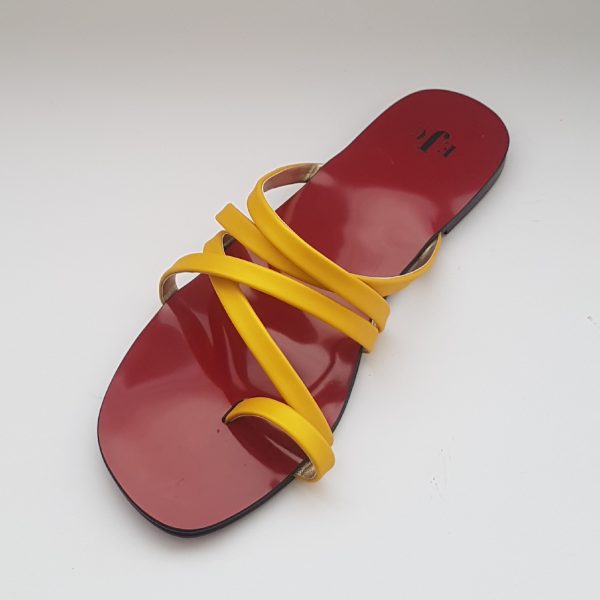 Red & Yellow multi-stripe open toed slippers