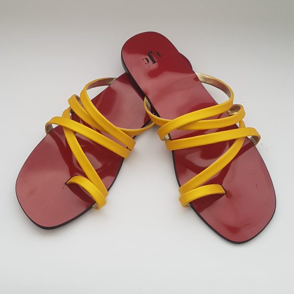 Red & Yellow multi-stripe open toed slippers