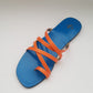 Blue and Orange multi-stripe open toed slippers