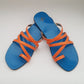 Blue and Orange multi-stripe open toed slippers