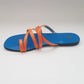 Blue and Orange multi-stripe open toed slippers