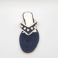 Denim Flip flop with Lace & Pearls embellishment