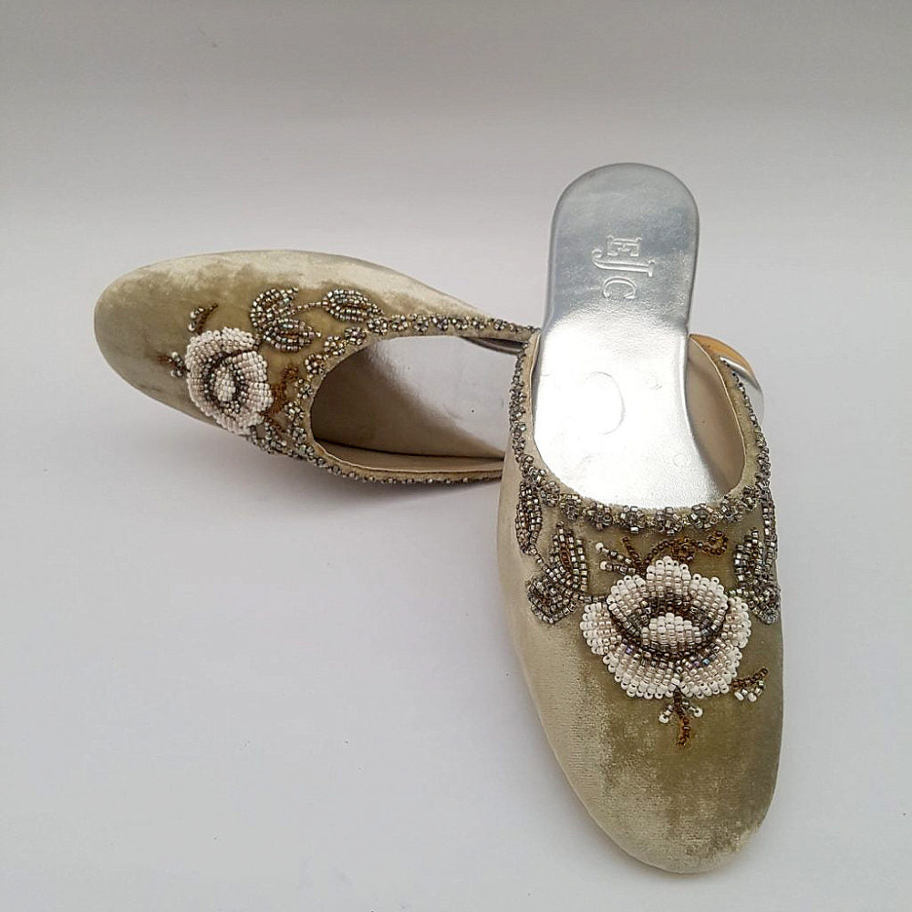 Tan Velvet Mule Shoes