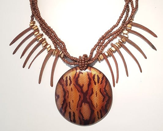 Brown Wooden Costume Jewellery