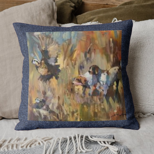 Quail Hunting inspired Denim Cushion Cover