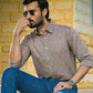 Linen shirt brown two-tone long sleeve