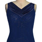 Navy Blue Wide V-Neck Top