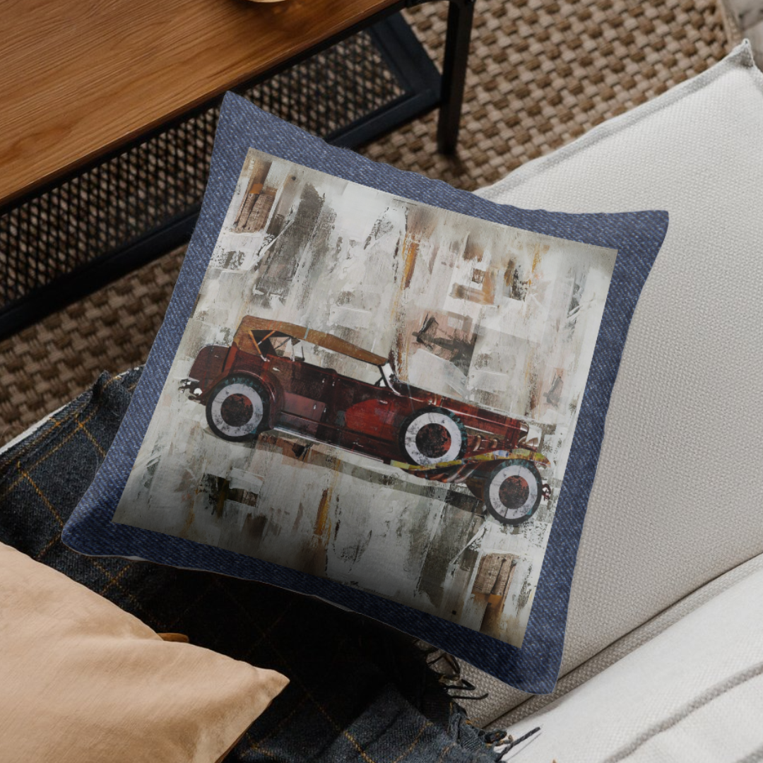 Classic Car inspired Denim Cushion Cover