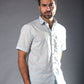 Light Blue Check Pattern Irish Linen Shirt