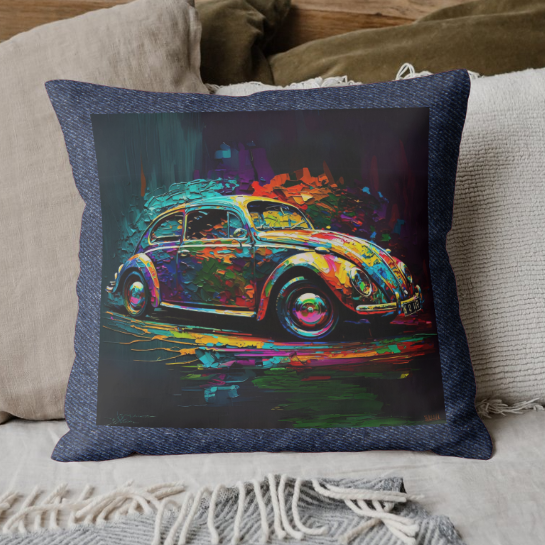 Classic Car inspired Denim Cushion Cover