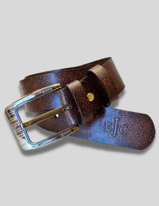 BROWN FULL-GRAIN LEATHER SIGNATURE BELT