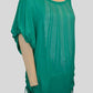 Crystal Hotfix Rhinestone-Embellished Green Top with Waist Drawstring