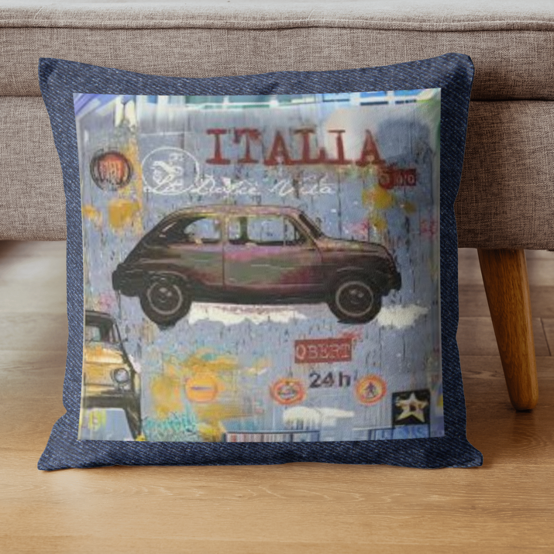 Classic Car inspired Denim Cushion Cover