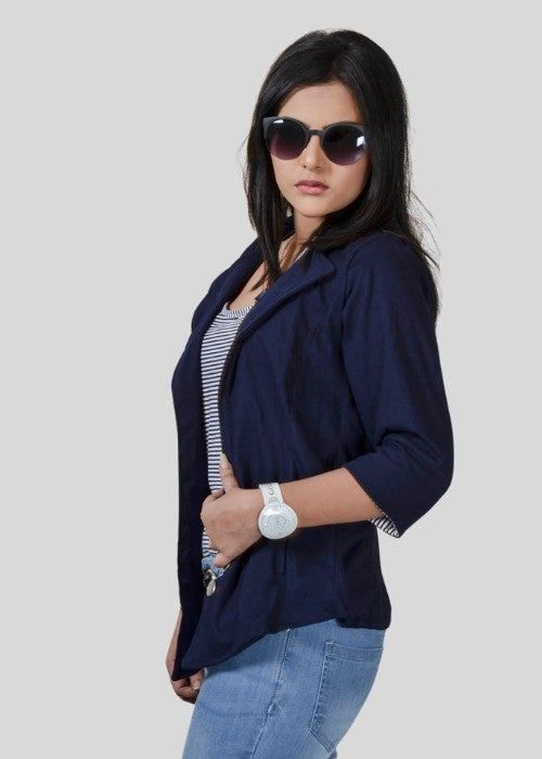 Navy Knitted Sailor Style Jacket