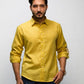 Lemon Curry Color Long Sleeve Linen Shirt