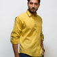 Lemon Curry Color Long Sleeve Linen Shirt
