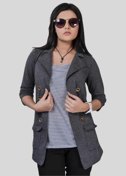 Charcoal Knitted Sailor Style Jackets