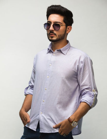 Lavender Colour Men’s Long Sleeve Linen Shirt